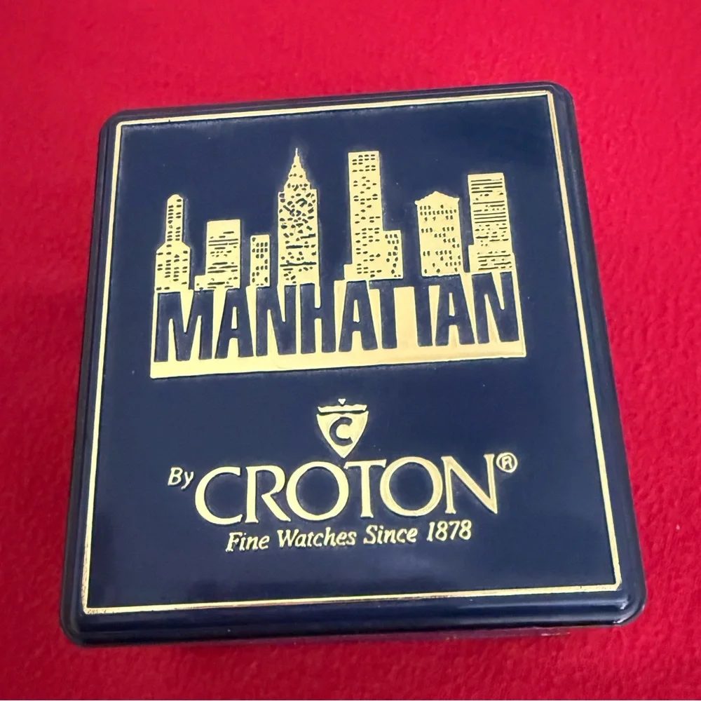 Manhattan Croton Gold Dial with Black Strap Watch and original case